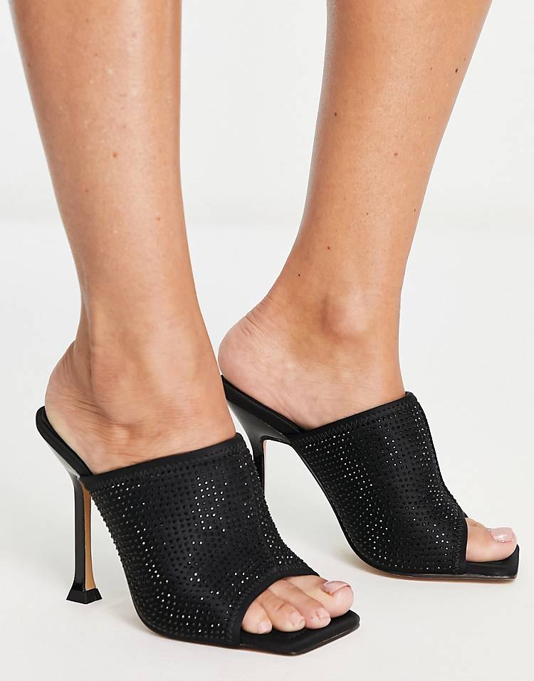 Topshop Rose stilleto mules in black